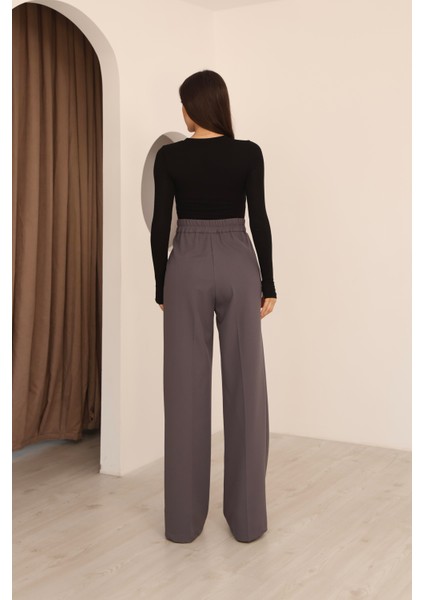Kadın Antrasit Arkası Lastikli Palazzo Pantolon fırsatları