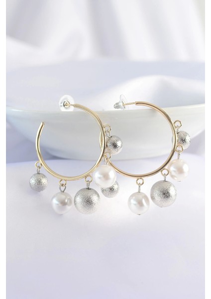 Bfs Pirinç Gümüş Renk Topçuk Model Gold Renk Halka Küpe fiyatları