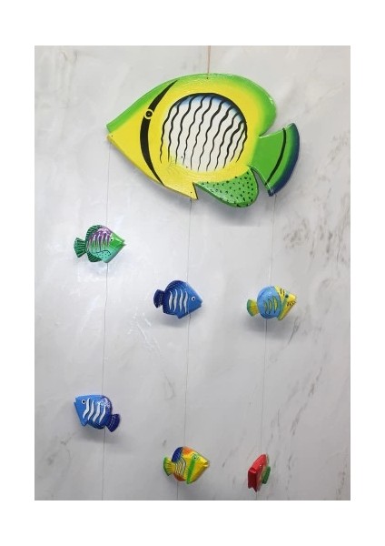 Ahşap Balıklı Rüzgar Çanı