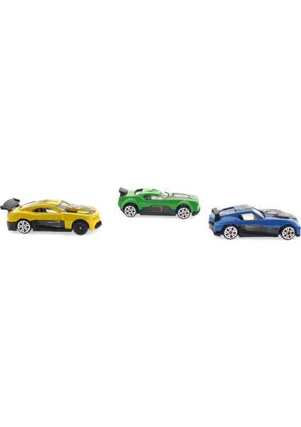 Die Cast Metal 3'lü Yarış Arabaları Yeşil Araçlı modelleri