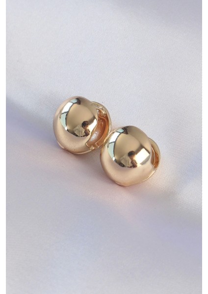 Bfs Pirinç Gold Renk Içi Boş Minimal Topçuk Küpe