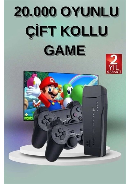 2 Kollu Kablosuz 2.4g Retro Oyunlar 4K Game Stick 3500 Oyun Atari fiyatları