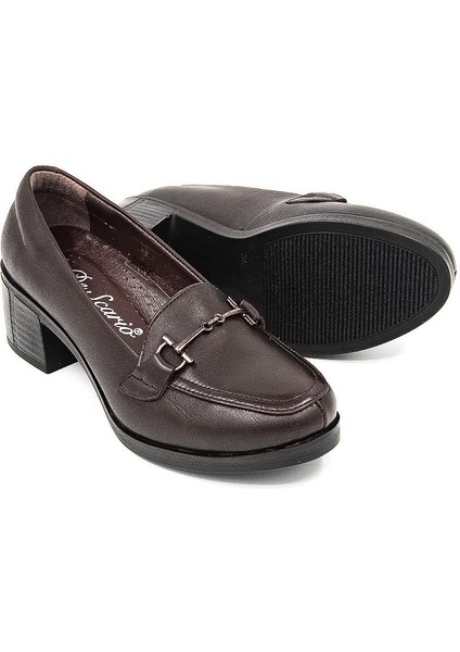 25520 Deri- Kısa Topuklu Kadın Klasik Ayakkabı - Kahverengi fiyatları