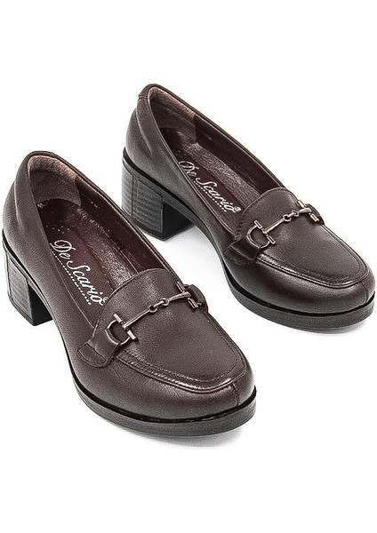 25520 Deri- Kısa Topuklu Kadın Klasik Ayakkabı - Kahverengi modelleri