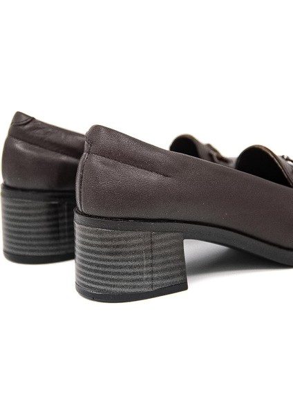 25520 Deri- Kısa Topuklu Kadın Klasik Ayakkabı - Kahverengi fırsatları