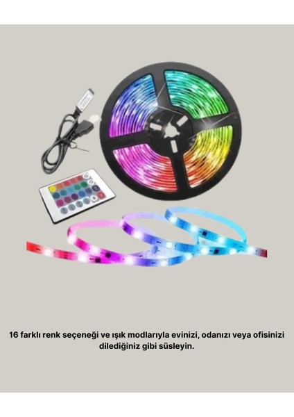 Müziğe Duyarlı Renkli Smart Şerit LED Işık USB Bağlantılı Ambiyans Aydınlatma modelleri