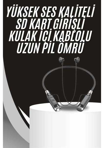 Boyun Bantlı Kulak Içi Kablolu Yüksek Ses Kaliteli Bluetooth Kulaklık