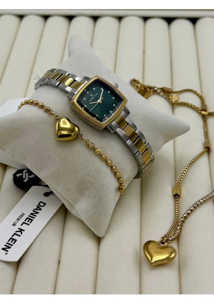 Öğretmenler Günü Orijinal Kadın Kol Saati 2 Yıl Garantili Çelik Kolye ve Bileklik Seti DKHB26