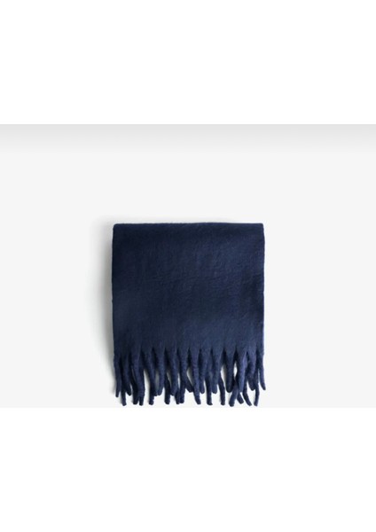 Lacivert Yumuşak Dokulu Puffy Atkı Şal fırsatları