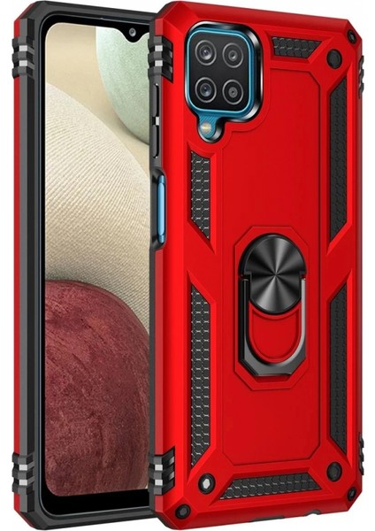 Samsung Galaxy A22 Kılıf Sofya Yüzüklü Silikon Kapak - Kırmızı