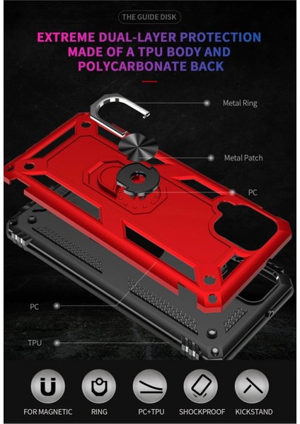 Samsung Galaxy A22 Kılıf Sofya Yüzüklü Silikon Kapak - Kırmızı indirimleri