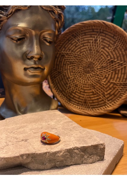 Taşlı Yıldız Turuncu Yüzük