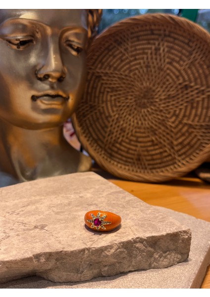 Taşlı Yıldız Turuncu Yüzük fiyatları