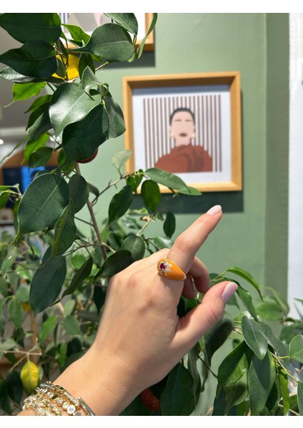 Taşlı Yıldız Turuncu Yüzük modelleri