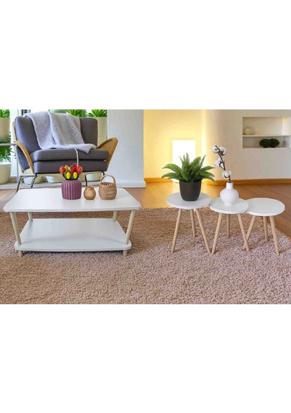 Orta Sehpa Yan Sehpa Zigon Sehpa Takımlı Ahşap Ayaklı Atlantik Çam Desenli modelleri