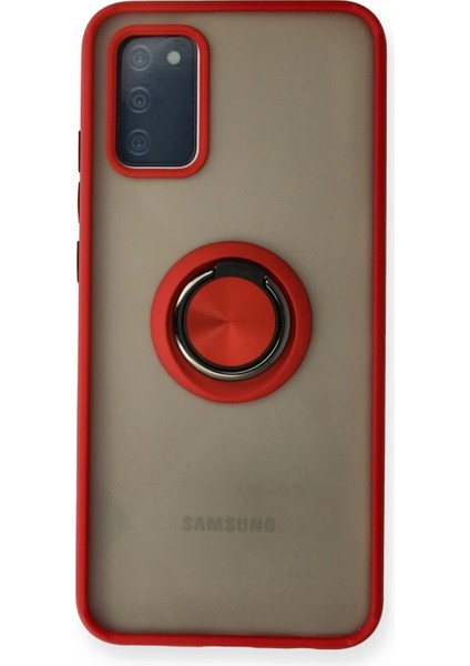 Samsung Galaxy A02S Kılıf Montreal Yüzüklü Silikon Kapak - Kırmızı