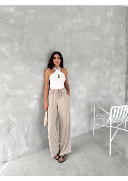 Ayrobin Oversize Kadın Pantalon - Bej