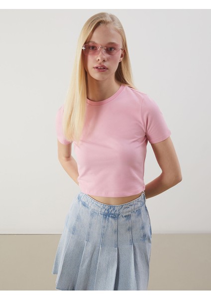 Yeni Sezon Bisiklet Yaka Kadın Crop