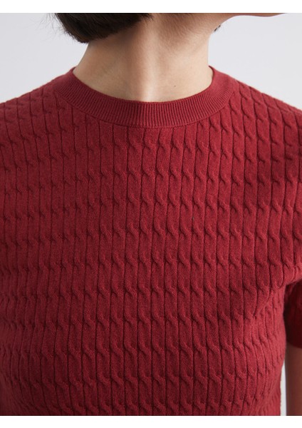 Yeni Sezon Bisiklet Yaka Kendinden Desenli Kadın Triko Kazak modelleri