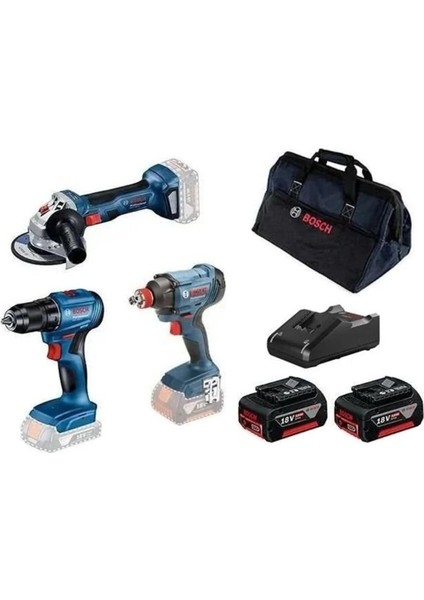 GSR 185-LI + GDX 180-LI + GWS 180-LI (2x 4.0 Ah, GAL 18V-40