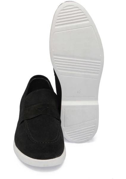 Siyah Hakiki Süet Deri Erkek Loafer - E24I1AY56784-A01