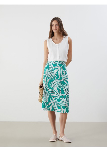 Yeni Sezon Beli Lastikli Çiçekli A Kesim Etek