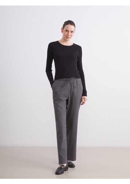 Yeni Sezon Beli Lastikli Desenli Kadın Pantolon