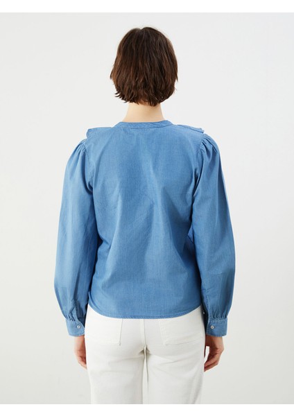 Yeni Sezon Kaçık Yaka Kadın Jean Gömlek fırsatları