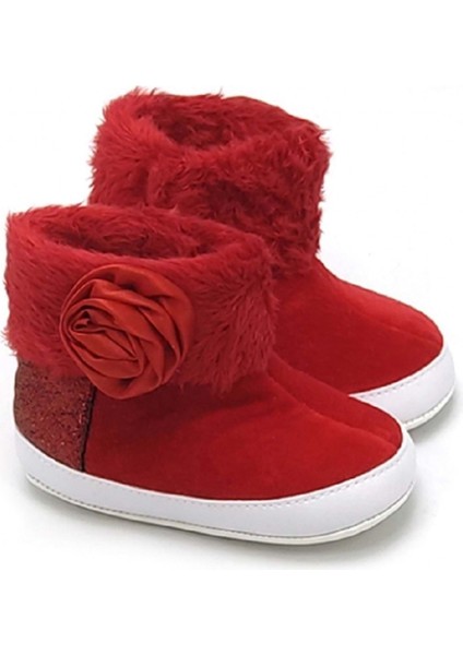 Yan Gül Detaylı Panduf - Love Maxx - 7071FN - Kırmızı - 18 - 7071-KIRMIZI-18 Kırmızı