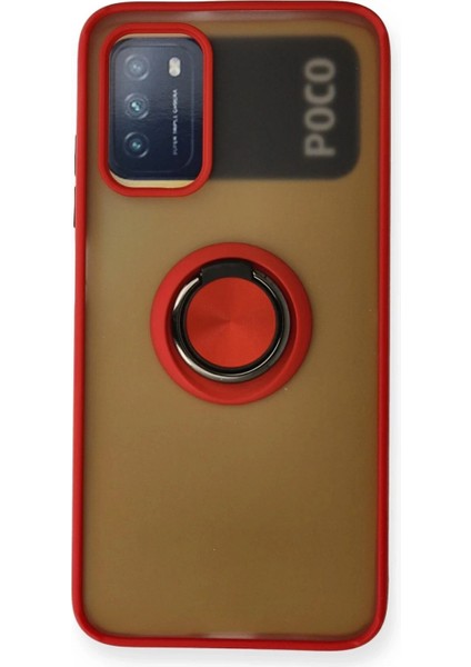 Xiaomi Redmi 9t Kılıf Montreal Yüzüklü Silikon Kapak - Kırmızı