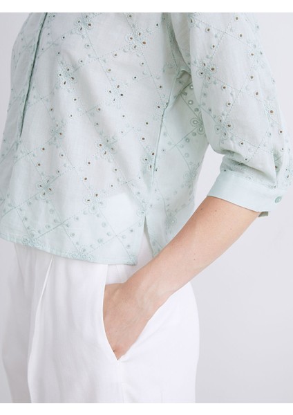 Yeni Sezon Bebe Yaka Ajurlu Brode Kadın Gömlek modelleri