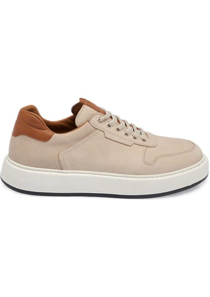 Bej Hakiki Nubuk Deri Erkek Sneaker - E24I1AY56807-B23