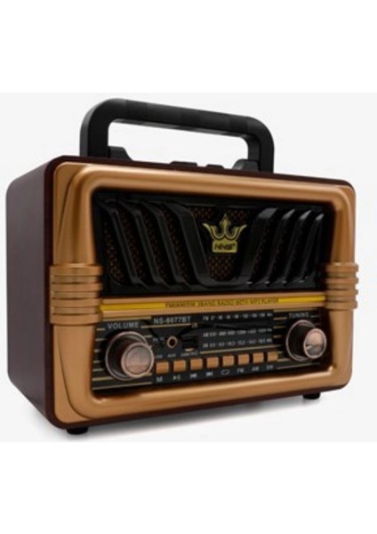 Büyük Boy Telefon Tutma Saplı Retro Ahşap Tasarım Bluetooth Hoparlörlü Radyo – Fm/am Destekli, Şarjlı ve Taşınabilir Radyo NS-8077 fiyatları