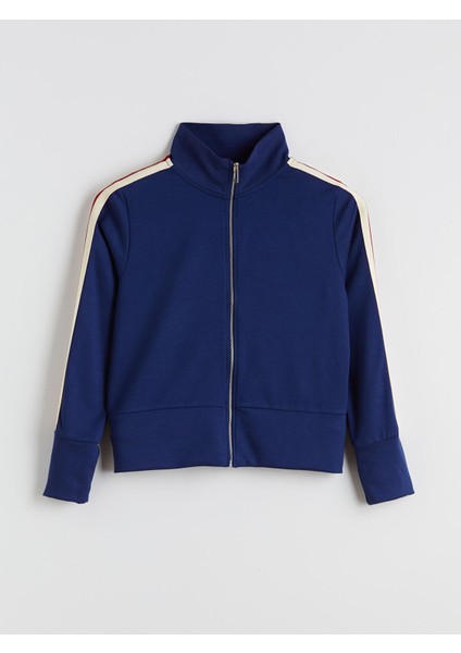Yeni Sezon Dik Yaka Kadın Fermuarlı Sweatshirt