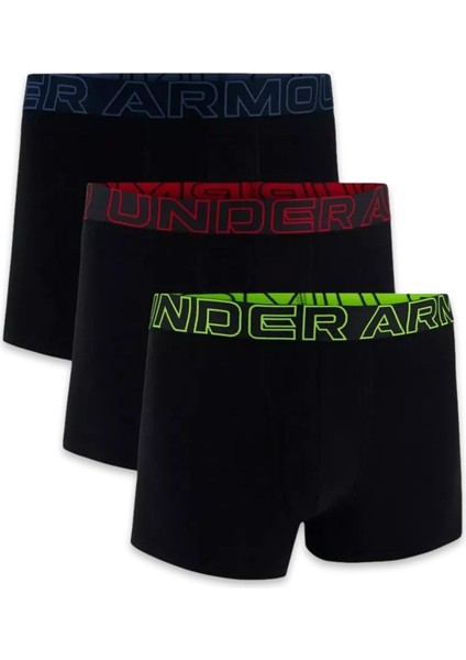 1383891 Ua Performance Cotton Solid 3 In 3pk Boxer Siyah Erkek Iç Giyim