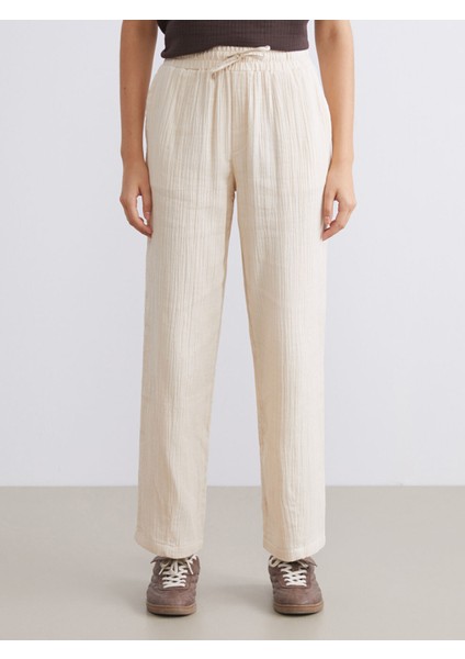 Yeni Sezon Beli Lastikli Dokulu Müslin Kadın Pantolon fiyatları