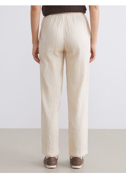 Yeni Sezon Beli Lastikli Dokulu Müslin Kadın Pantolon fırsatları