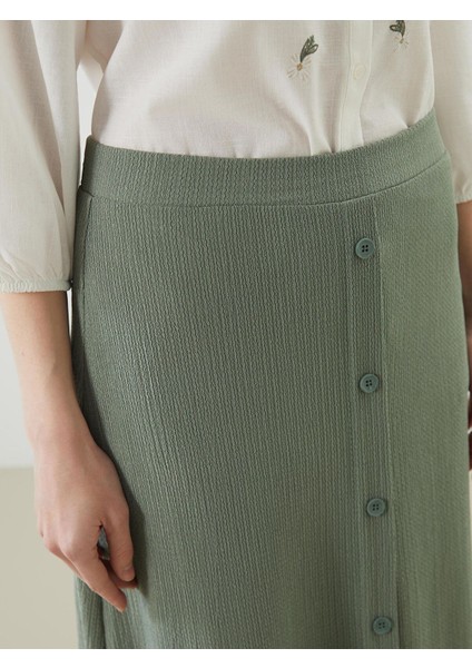 Yeni Sezon Beli Lastikli Dokulu A Kesim Kadın Etek modelleri