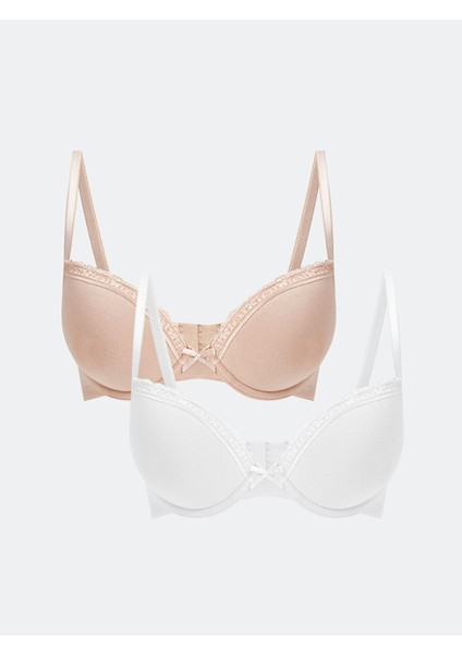 Yeni Sezon Balenli Dolgusuz Düz Tişört Sütyen 2'li