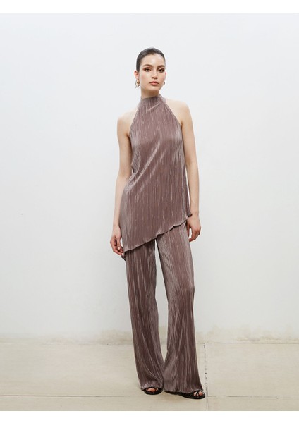 Yeni Sezon Beli Lastikli Dokulu Kadın Pantolon