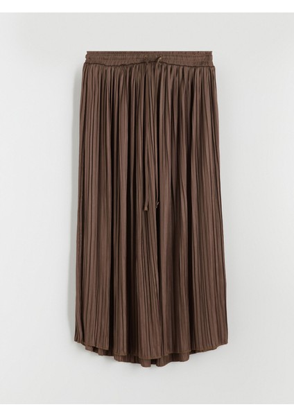 Yeni Sezon Beli Lastikli Saten Kadın Pileli Etek