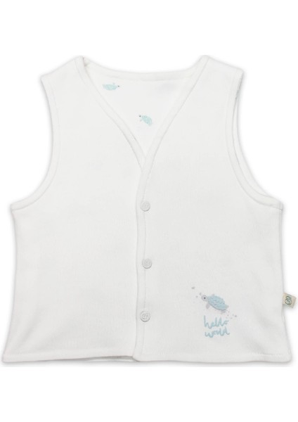 Yelek Çift Taraflı Hello World 18105 Mint Ekru