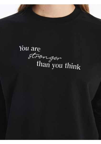 Yeni Sezon Bisiklet Yaka Uzun Kollu Baskılı Kadın Sweatshirt modelleri