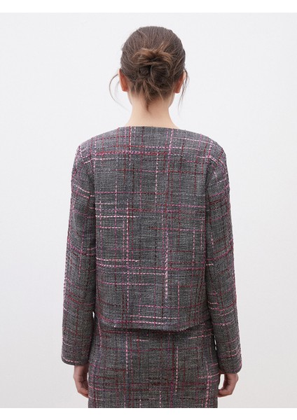 Yeni Sezon Bisiklet Yaka Ekose Kadın Tüvit Ceket fırsatları