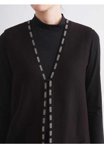 Yeni Sezon V Yaka Desenli Kadın Triko Yelek modelleri