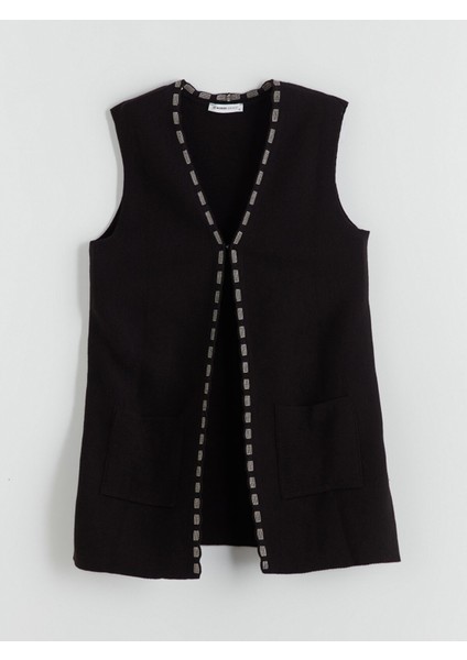 Yeni Sezon V Yaka Desenli Kadın Triko Yelek indirimleri