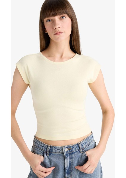 Slim Fit Dar Kesim Bisiklet Yaka Basic Düz Modal Kısa Kollu Tişört F0685AX25AU