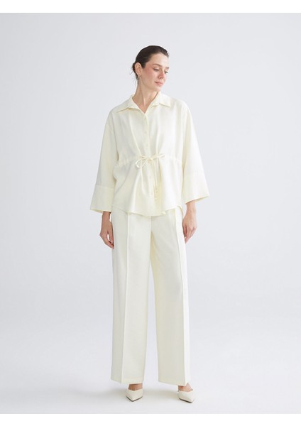 Yeni Sezon Loose Fit Geniş Paça Kadın Pileli Pantolon