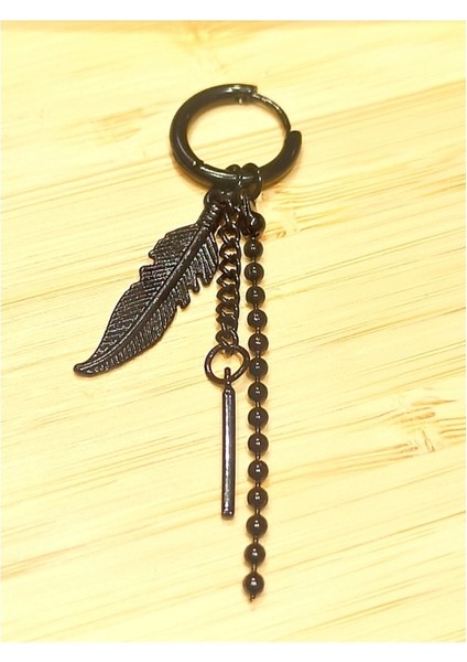 Çelik Siyah Figürlü Unisex Küpe