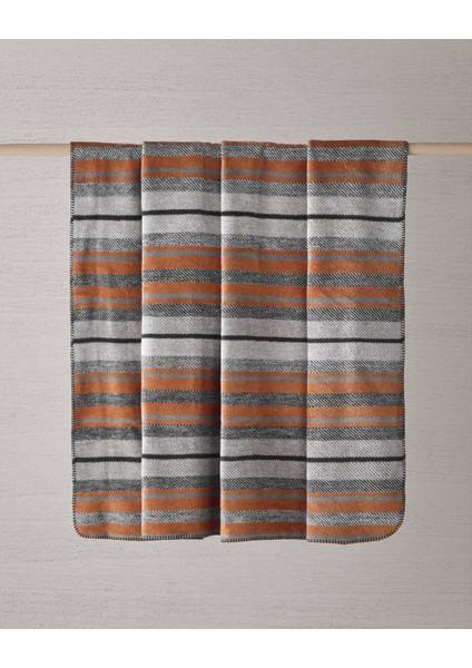 Bold Stripe Pamuk Akrilik Tek Kişilik Battaniye 150X200 cm Koyu Gri